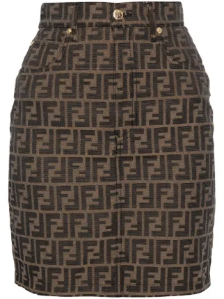 Fendi Pre Owned 1990 2000s Zucca Monogram Canvas Skirt Farfetch