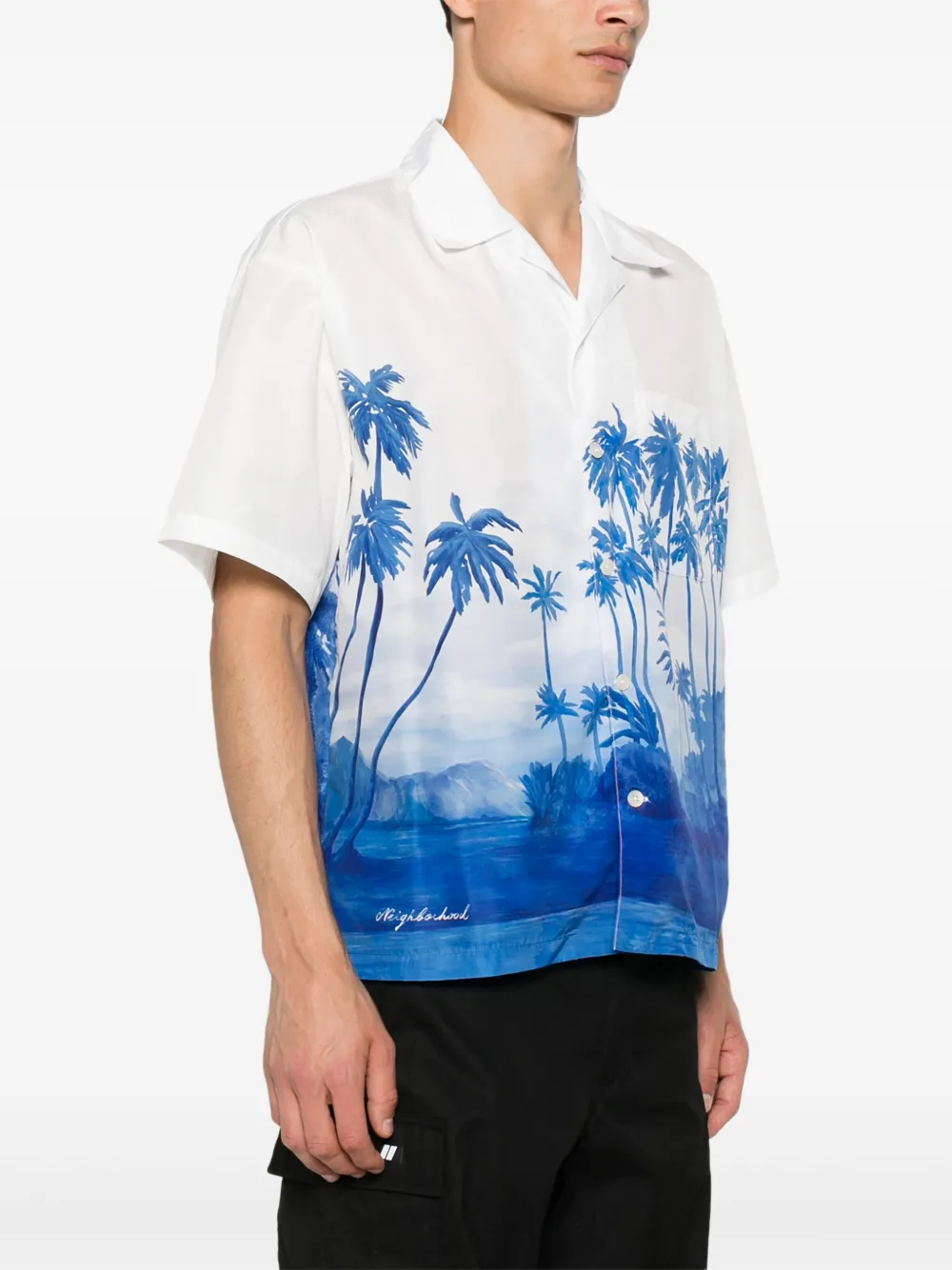 Neighborhood Palm Tree Print Shirt White Farfetch Uk