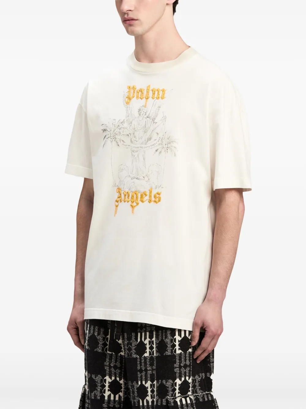 Palm Angels ロゴ Tシャツ ホワイト FARFETCH JP