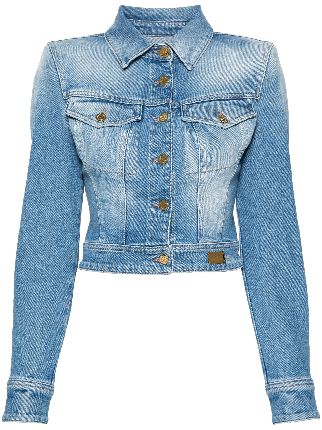 Elisabetta Franchi Cropped Denim Jacket Blue Farfetch