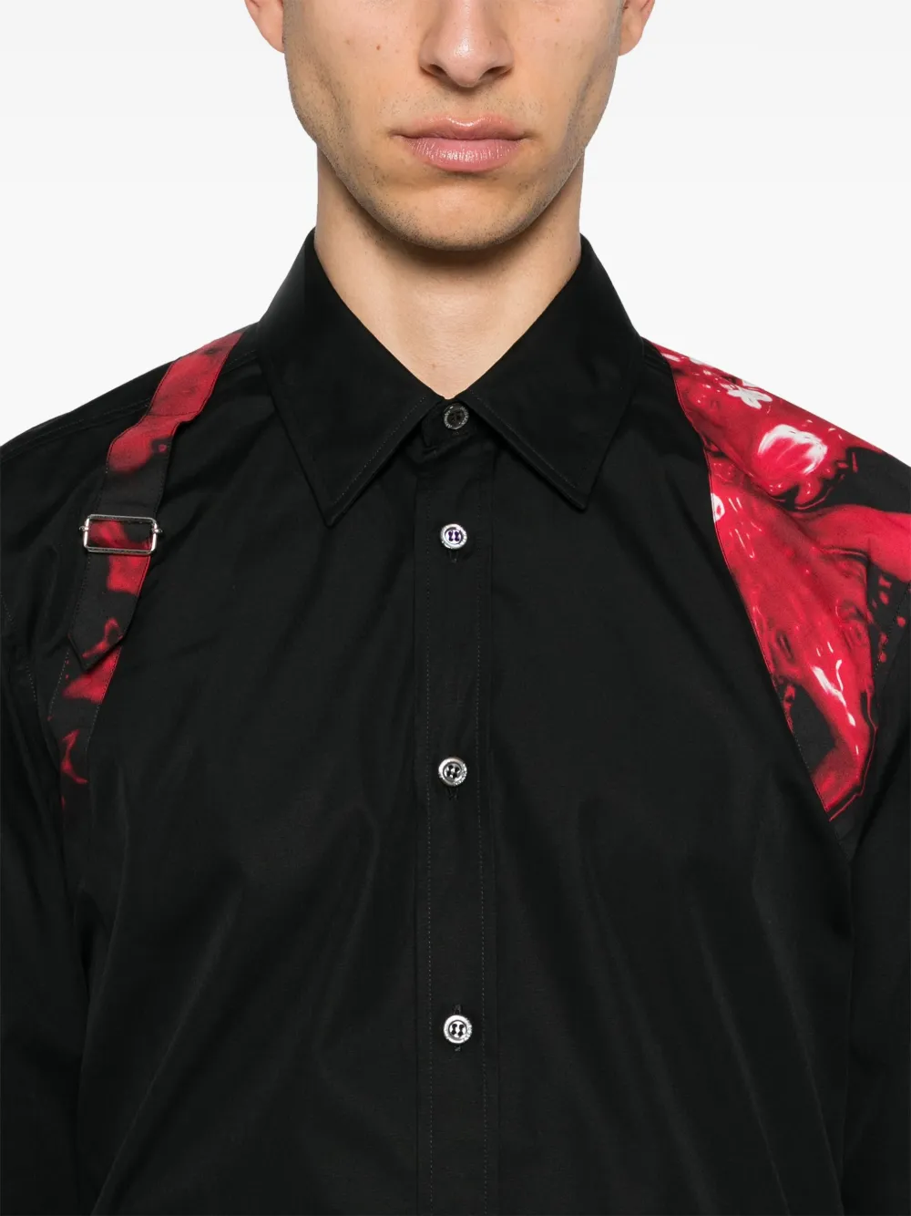 Alexander Mcqueen Camisa Flower Harness Negro Farfetch Mx