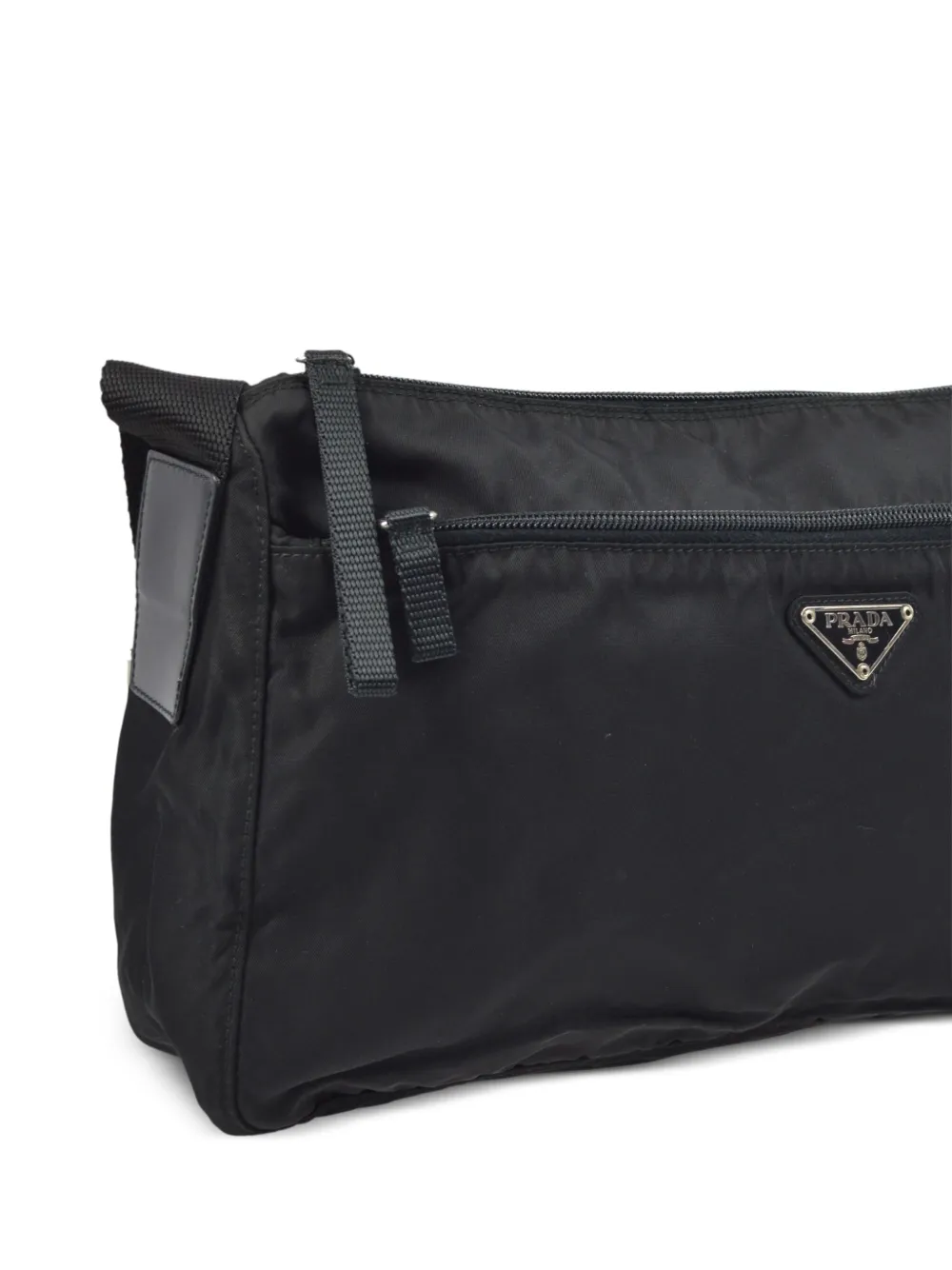 Prada Pre Owned S Triangle Logo Shoulder Bag Black Farfetch Uk