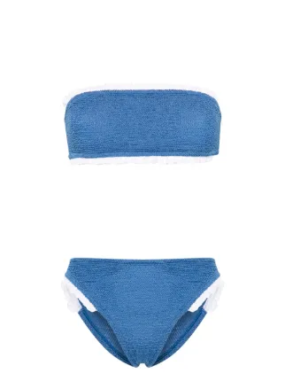 Hunza G Tracey Crinkled Bikini Blue Farfetch