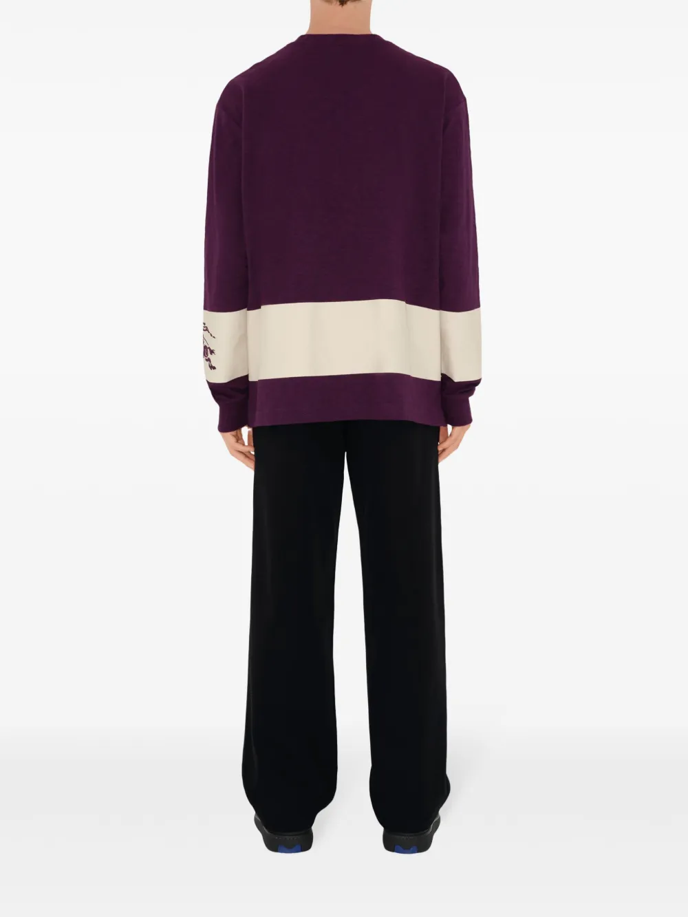 Burberry Ekd Stripe Cotton Jumper Purple Farfetch Uk