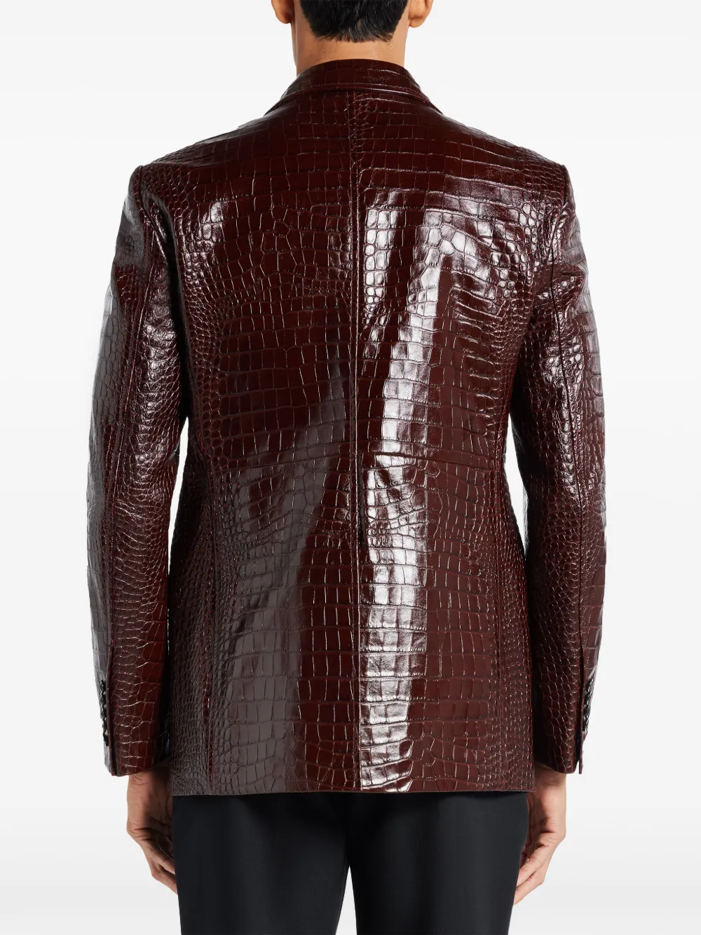 Tom Ford Crocodile Embossed Leather Blazer Brown Farfetch