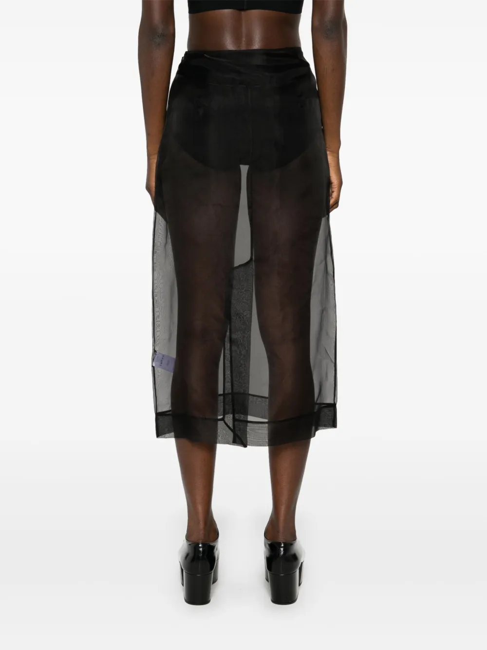 Simone Rocha Sheer Pencil Midi Skirt Black Farfetch Uk