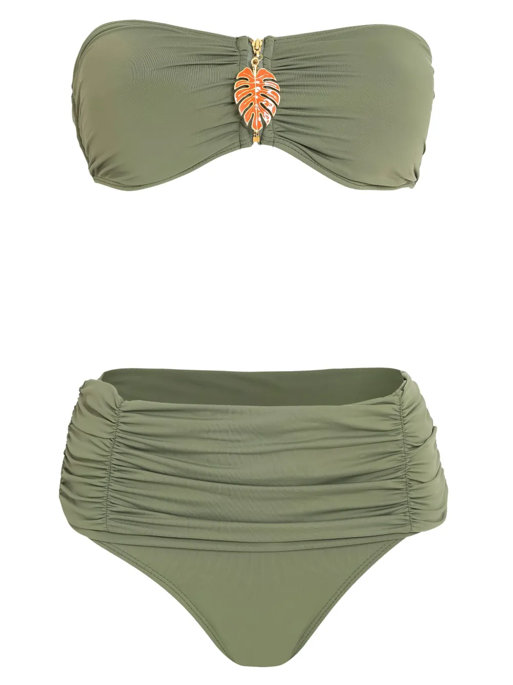 Brigitte Bandeau Bikini Set Green FARFETCH