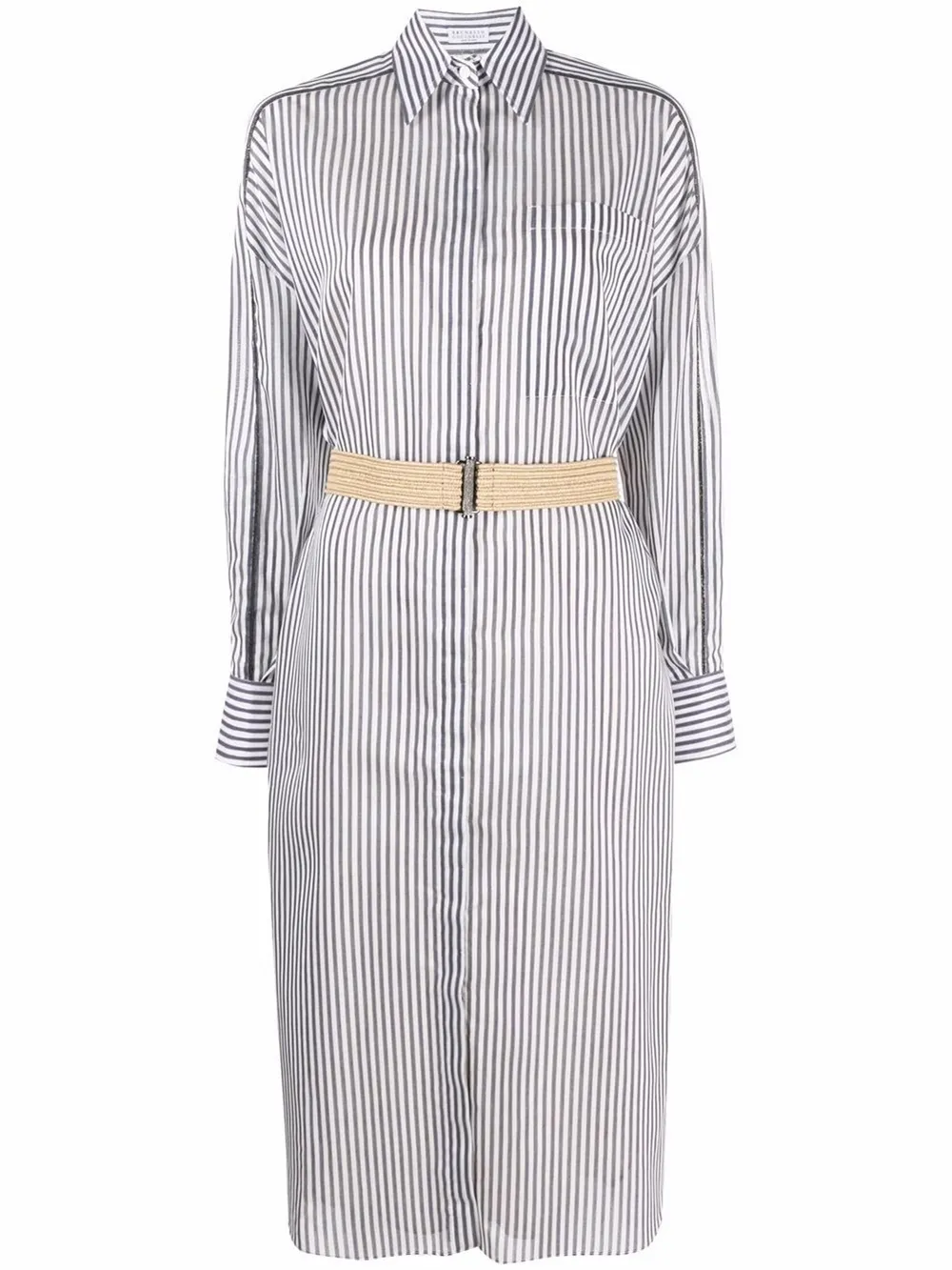 Belted Waist Striped Shirt Dress Brunello Cucinelli Eraldo Jp