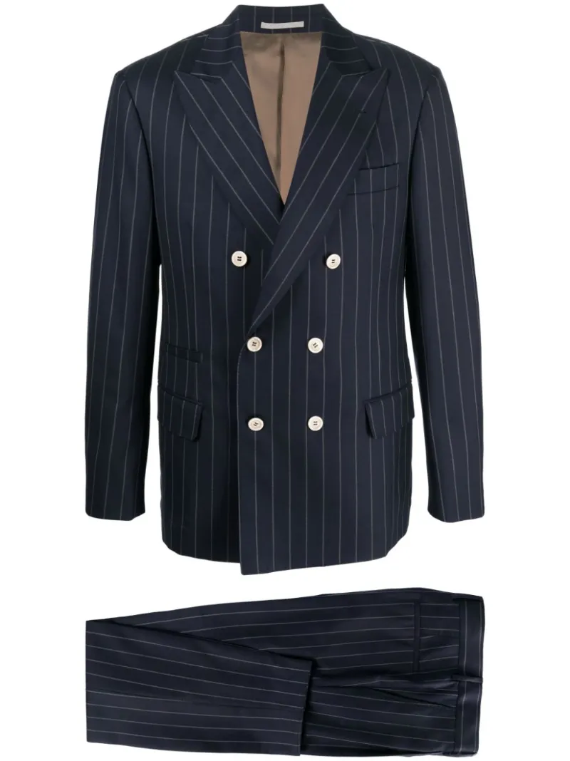 Double Breasted Pinstripe Suit Brunello Cucinelli Eraldo