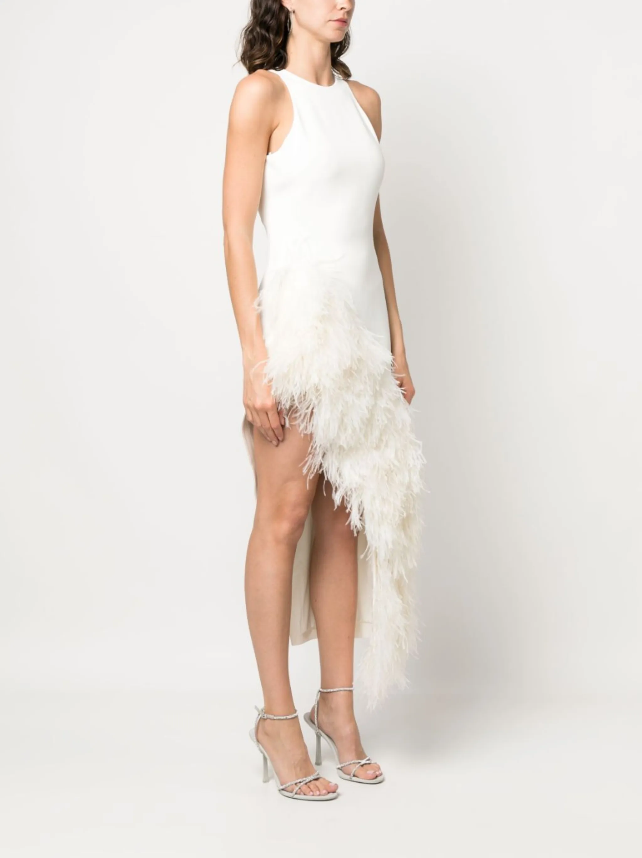 Feather Trim Slit Midi Dress David Koma Eraldo