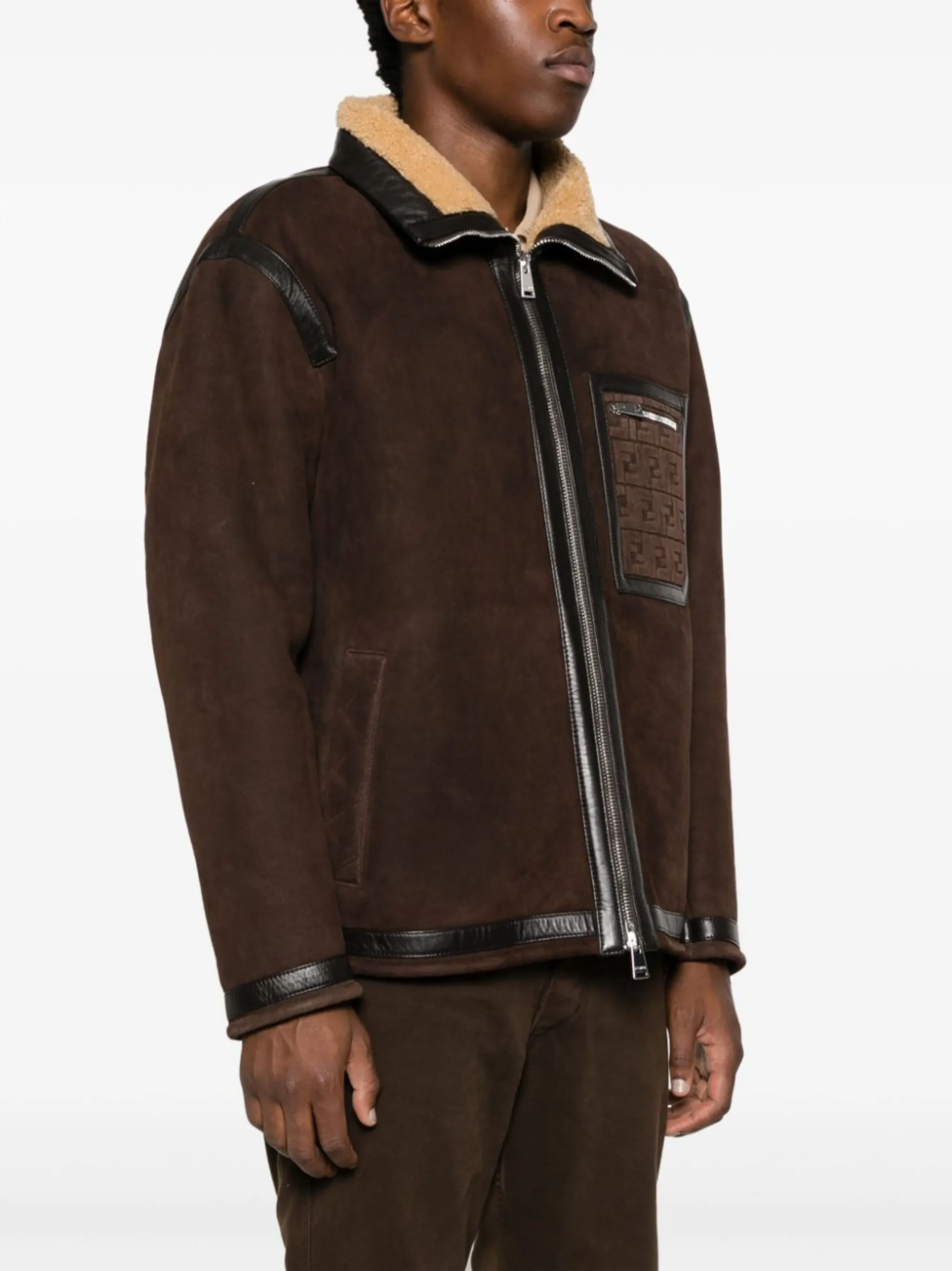 Logo Embossed Shearling Jacket FENDI Eraldo