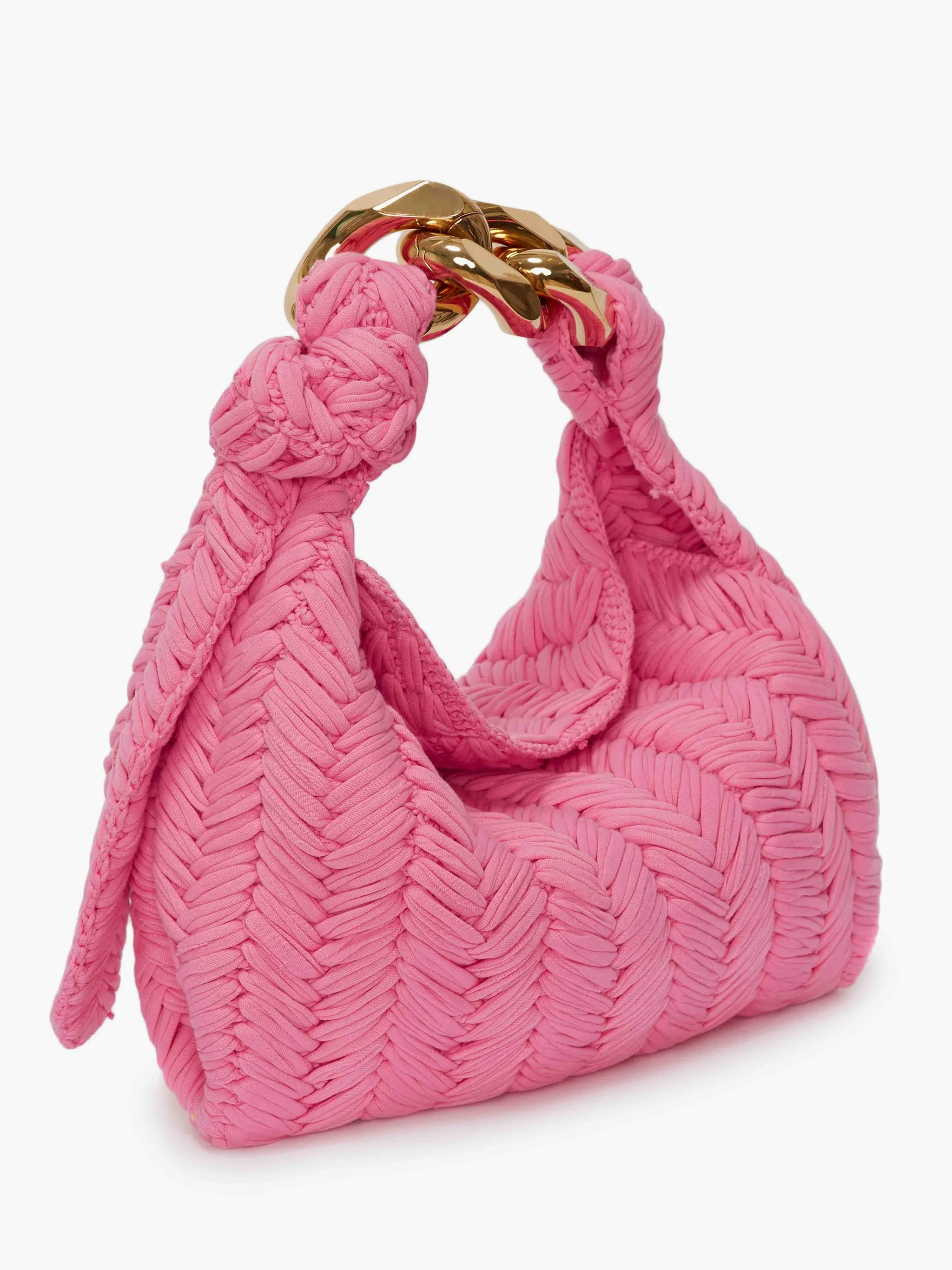 Small Chain Hobo Knitted Shoulder Bag In Pink Jw Anderson