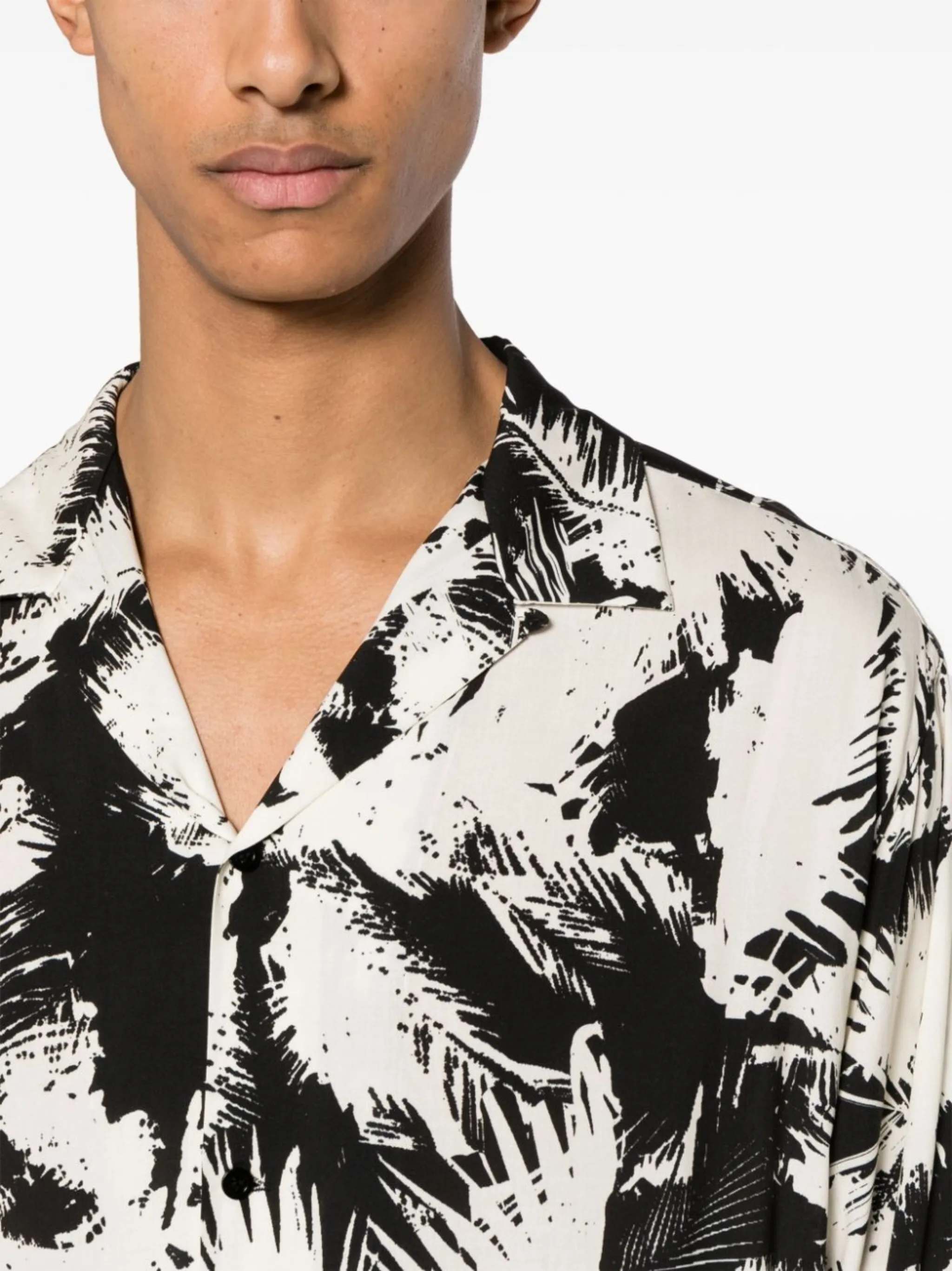 Laneus Abstract Print Notched Collar Shirt Eraldo US