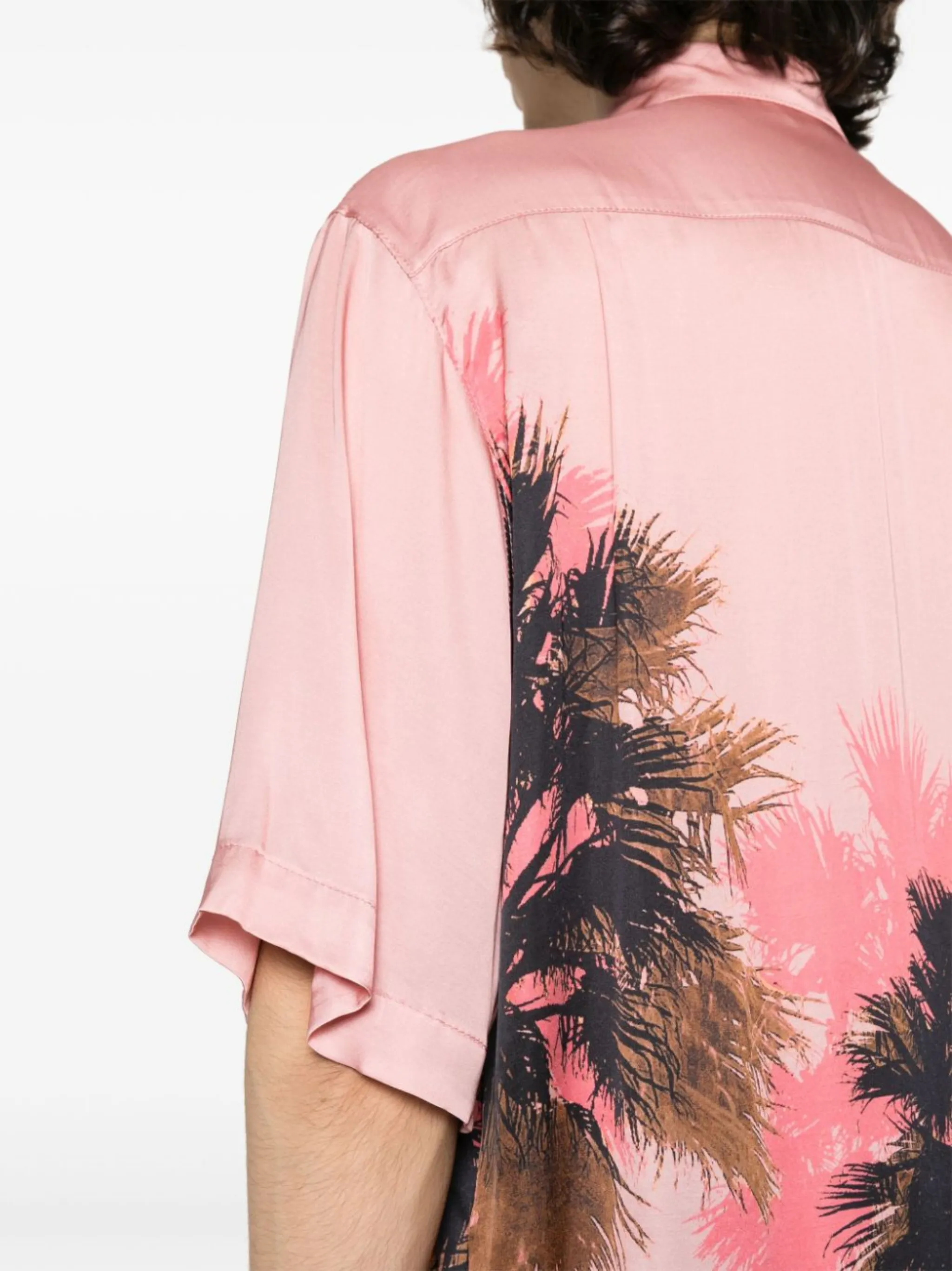 Palm Tree Print Satin Shirt Laneus Eraldo US