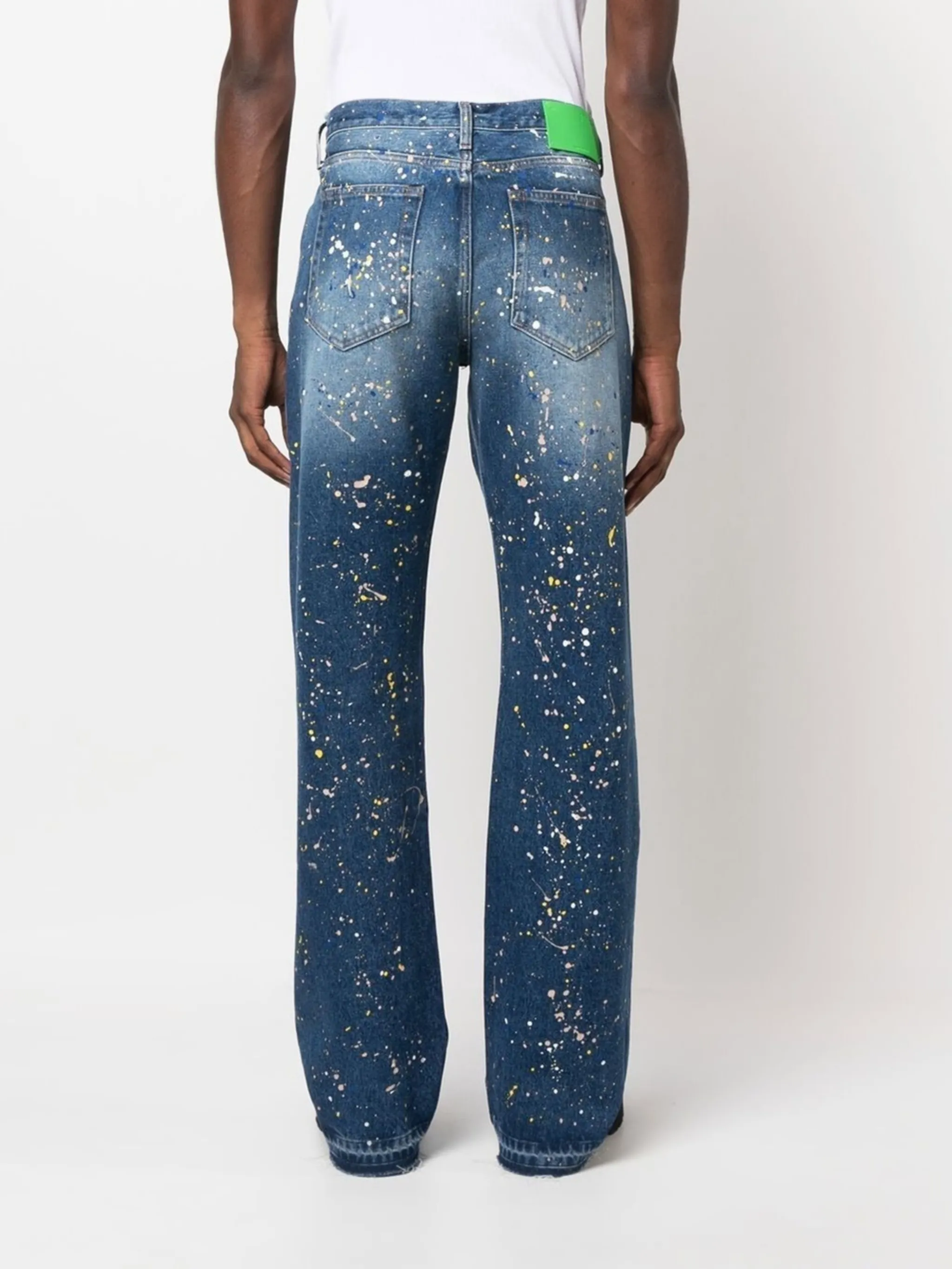 Paint Splatter Straight Leg Jeans Off White Eraldo