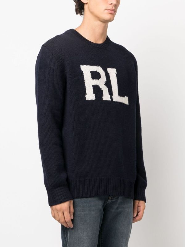 Intarsia Knit Logo Wool Jumper Polo Ralph Lauren Eraldo GB