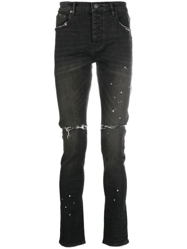 Distressed Ripped Knee Jeans Purple Brand Eraldo