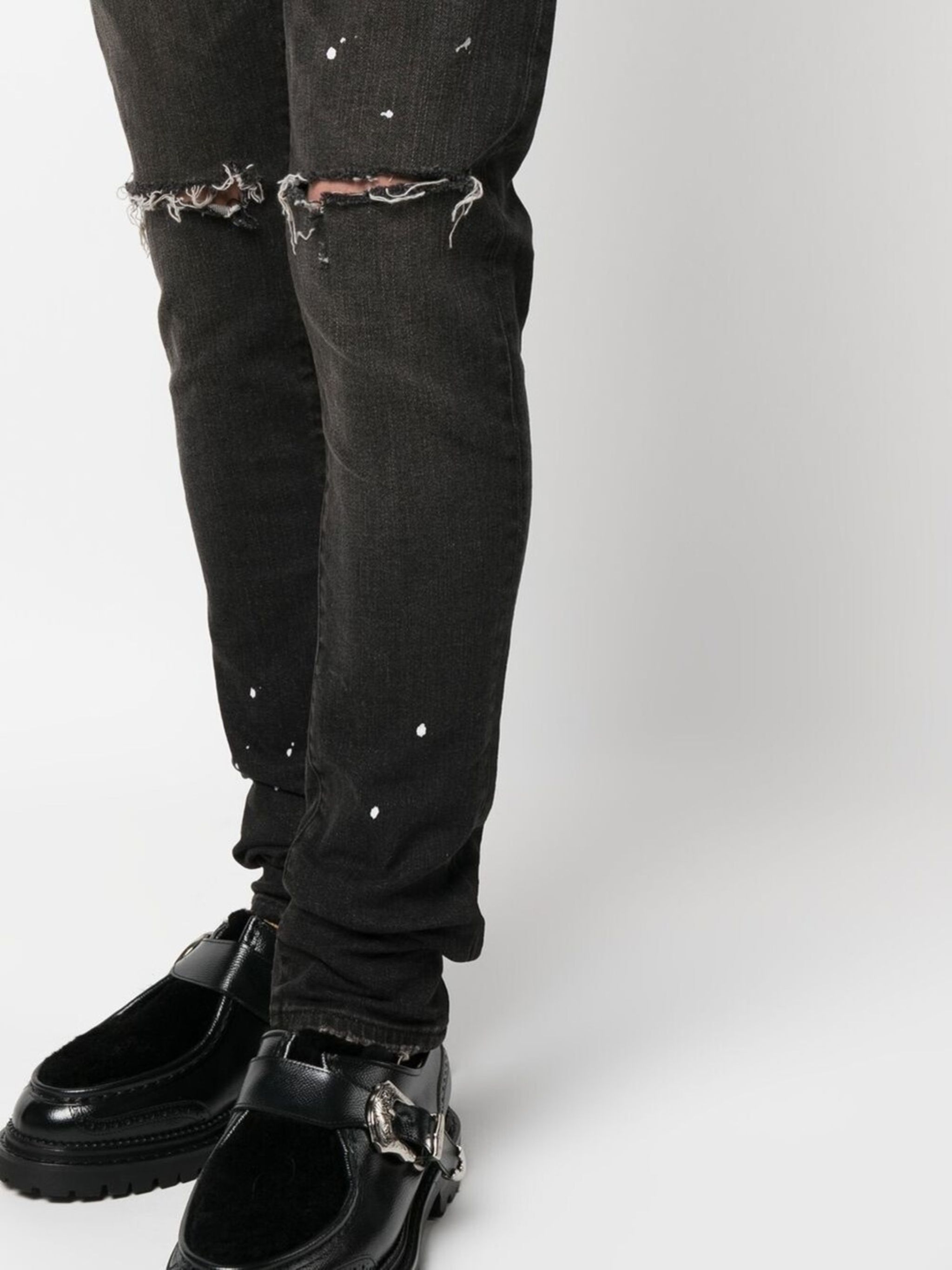 Distressed Ripped Knee Jeans Purple Brand Eraldo