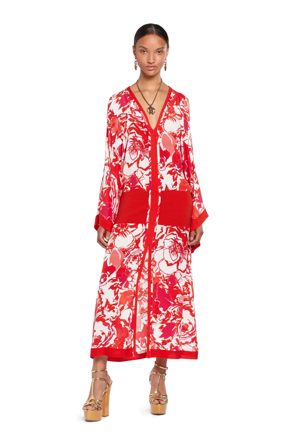 Roses Print Kaftan Dress Roberto Cavalli Productcategoryname