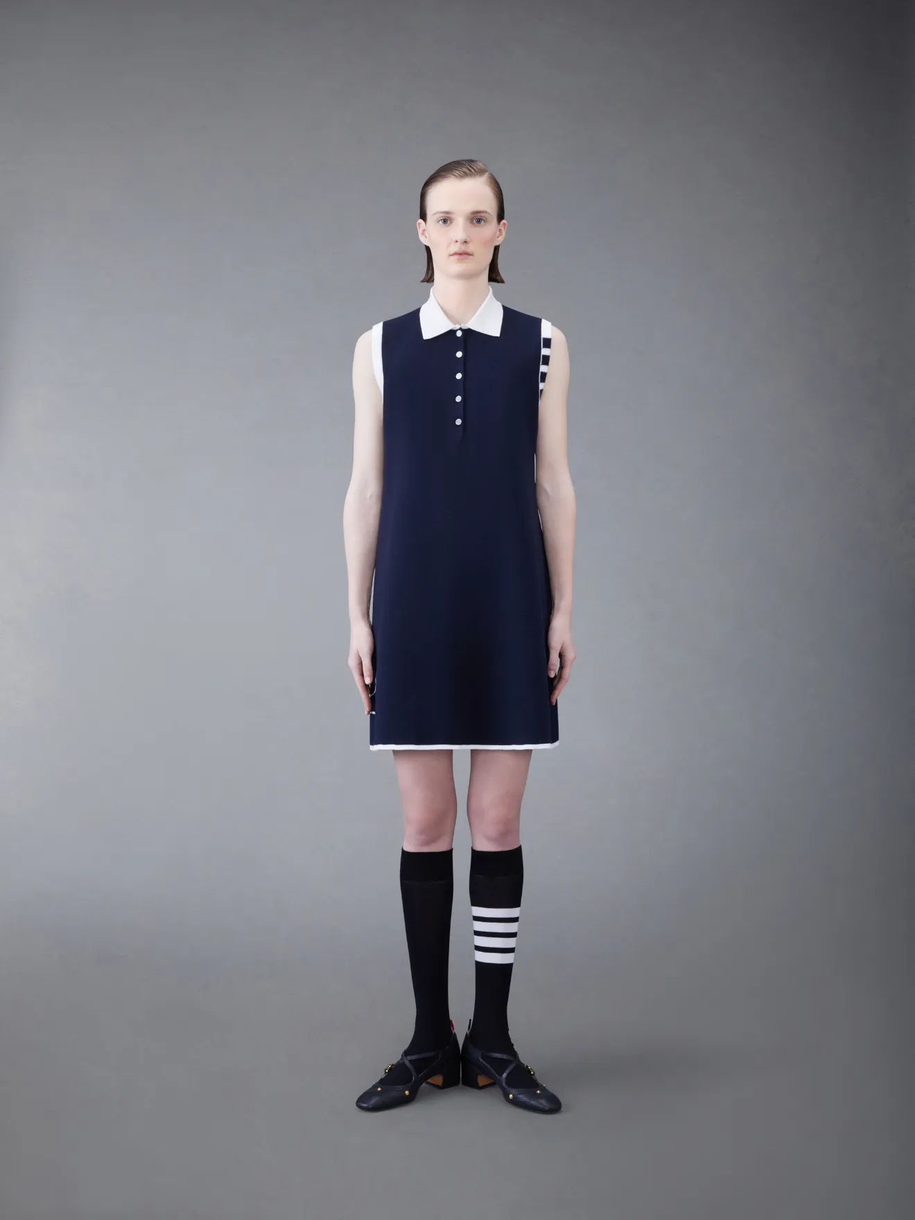 Merino Hector 4 Bar Sleeveless Polo Mini Dress Thom Browne