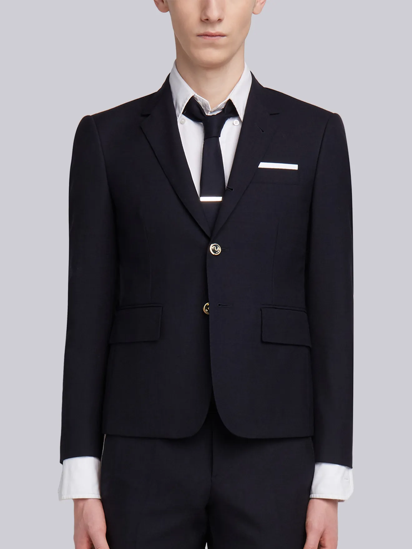 Navy Ply Wool Fresco Single Breasted High Armhole Sport Coat Thom