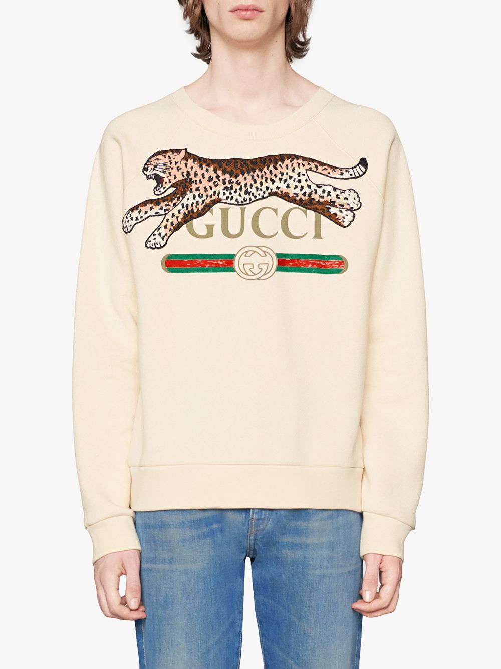 фото Gucci толстовка с логотипом и нашивкой леопарда