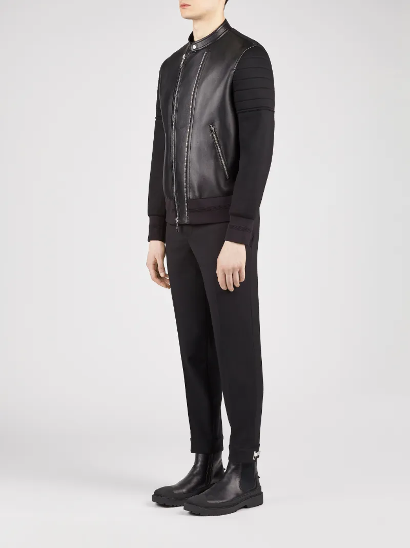 Leather & Sweatshirt Biker Bomber Jacket | NeilBarrett.com Leather & Sweatshirt Biker Bomber Jacket | NeilBarrett.com