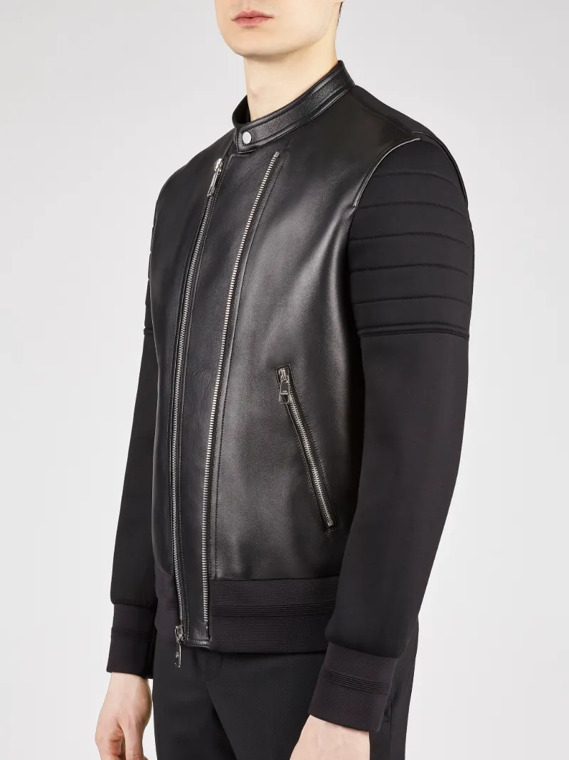 Leather & Sweatshirt Biker Bomber Jacket | NeilBarrett.com Leather & Sweatshirt Biker Bomber Jacket | NeilBarrett.com