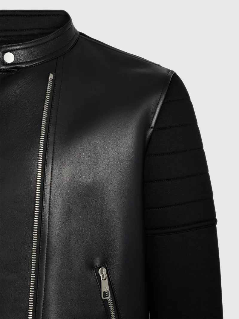 Leather & Sweatshirt Biker Bomber Jacket | NeilBarrett.com Leather & Sweatshirt Biker Bomber Jacket | NeilBarrett.com