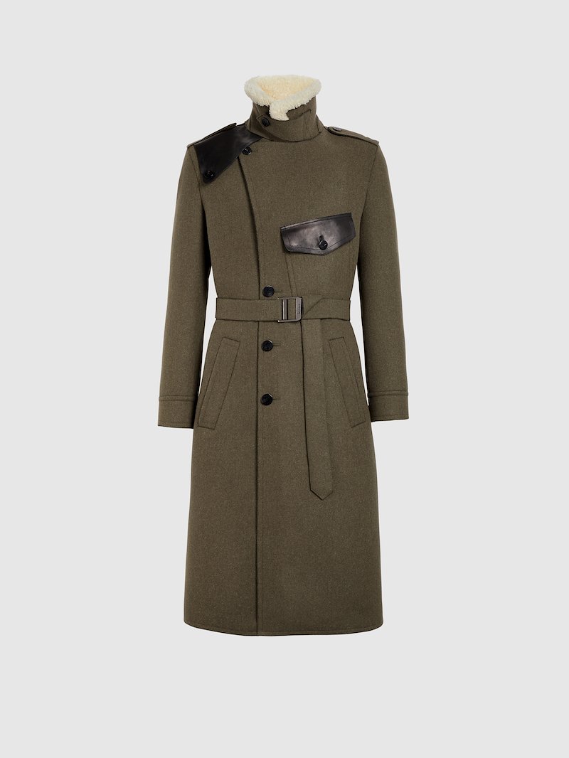  WWI Military Inspired Raw Cut Wool Long Coat