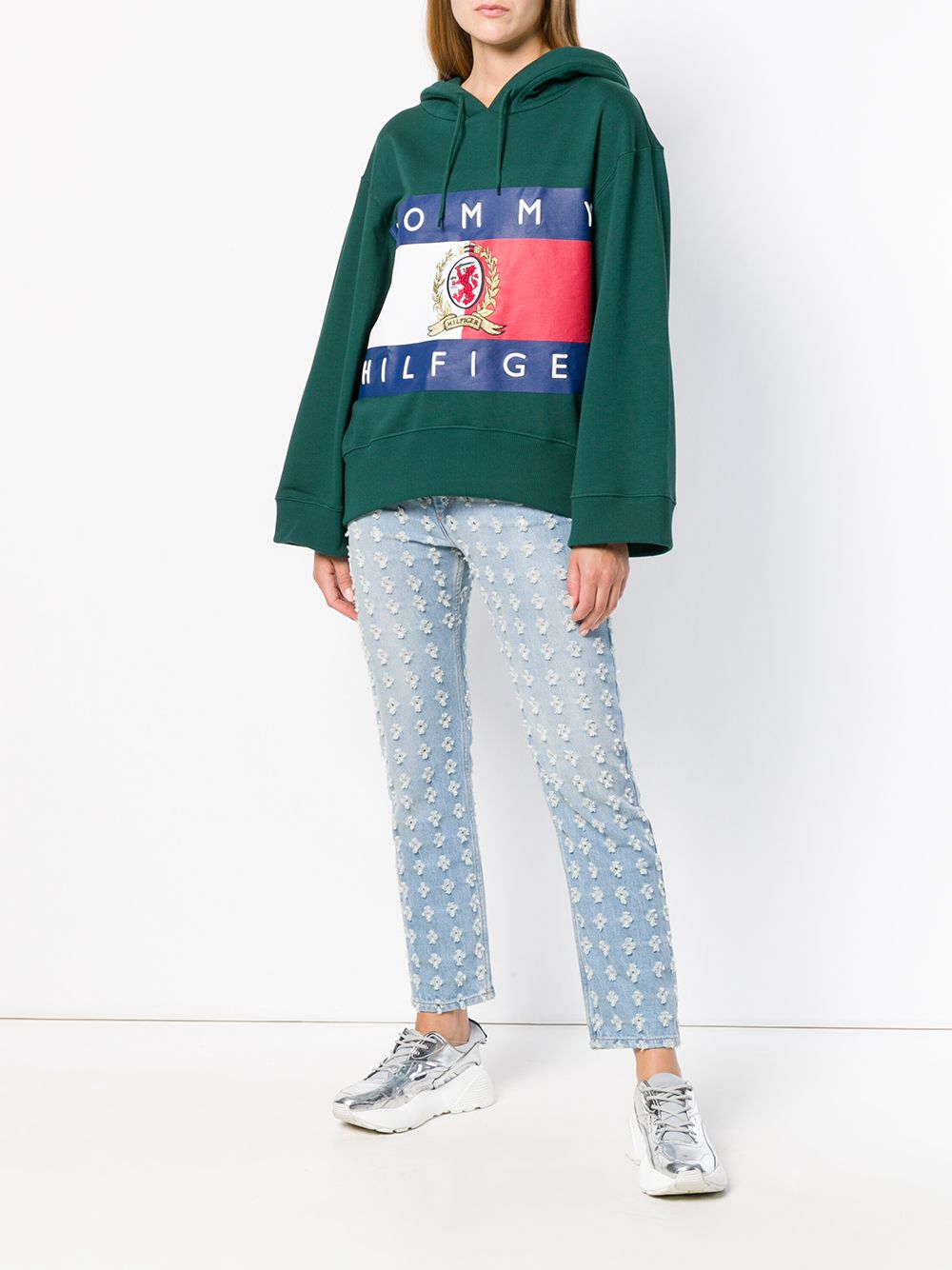 фото Hilfiger collection logo print cropped hoodie