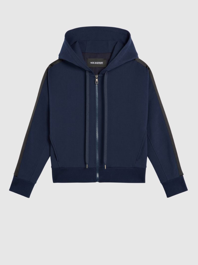 Hooded sweatshirt with contrast zip and logo top detail