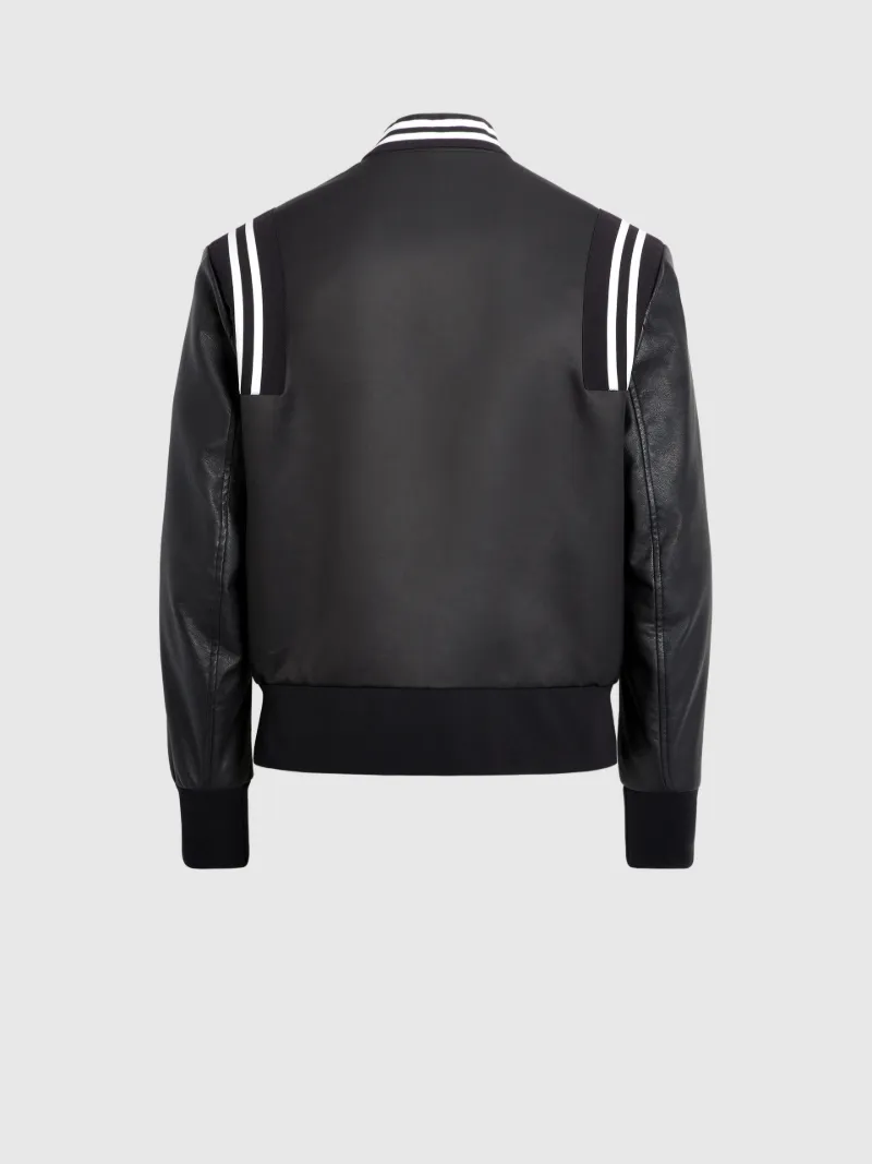 neil barrett ミックスレザーボンバージャケット Neil Barrett レザーパネル ボンバージャケット | ブラック