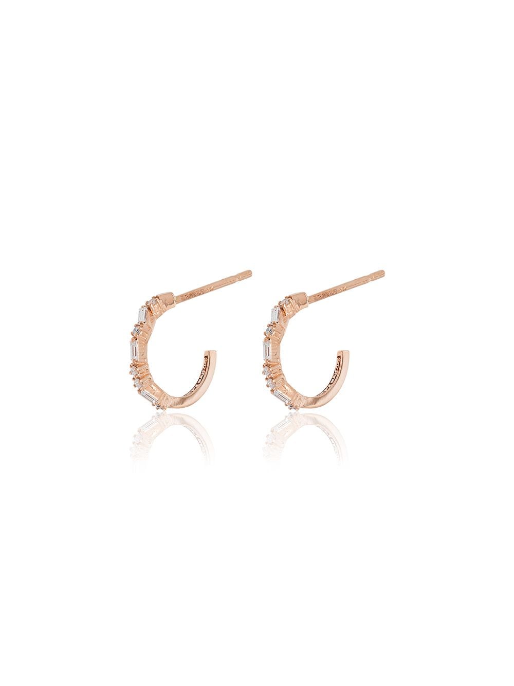 фото Suzanne kalan 18k rose gold and diamond small hoop earrings