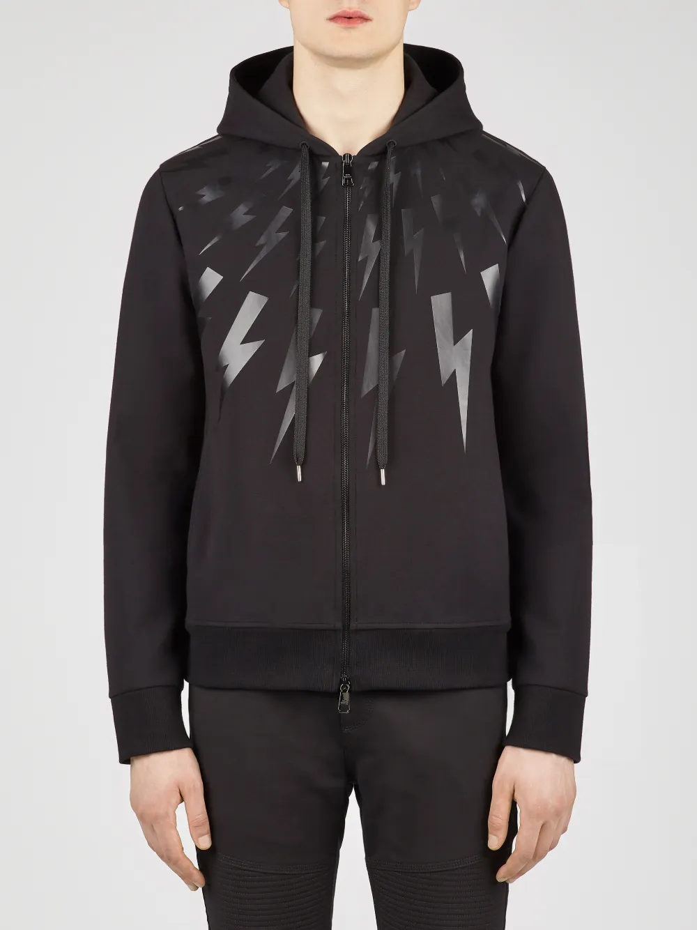 Fair-Isle Thunderbolt Zipped Hoodie | NeilBarrett.com