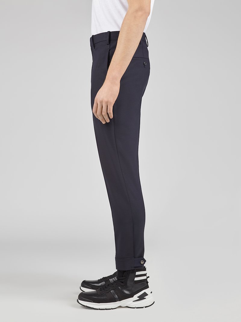 Travel Side Snap Hem Slim Trousers