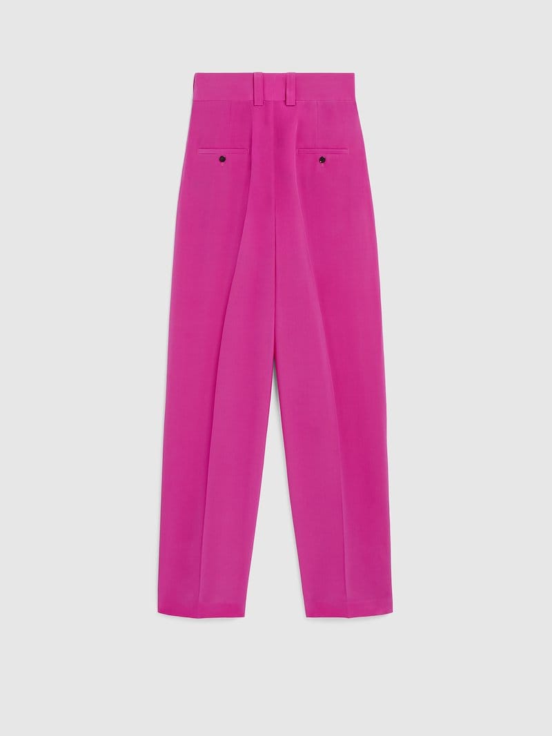 High Waist Two Pleat Crepe De Chine Tapered Trousers