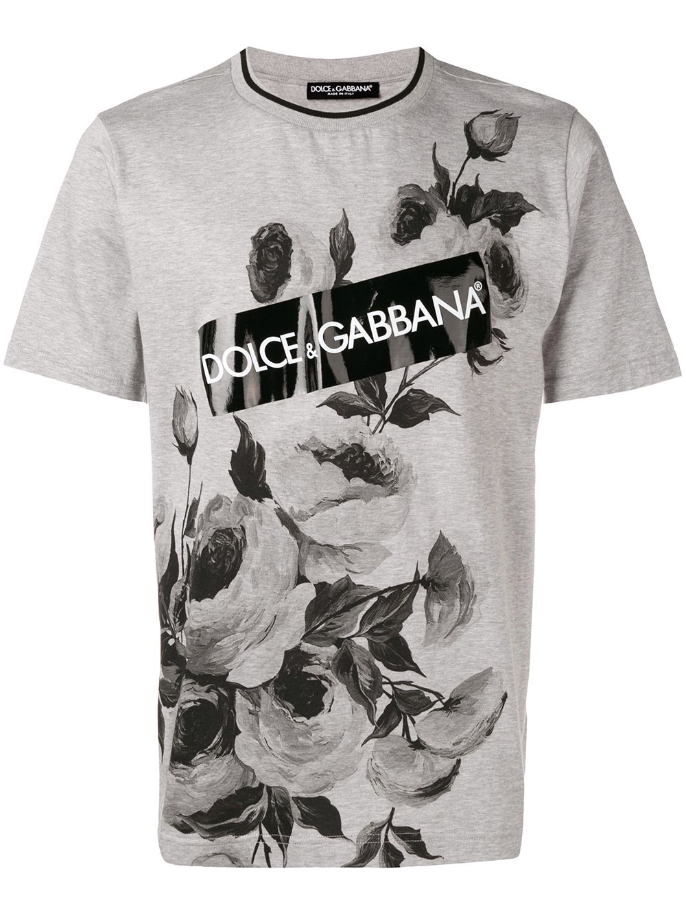 фото Dolce & gabbana футболка с цветочным принтом и логотипом