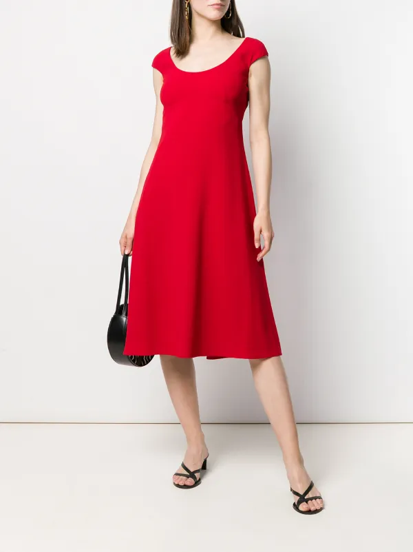 red fit and flare midi dress