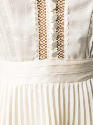 self portrait cream tiered midi dress
