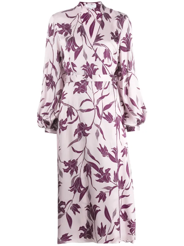 silk floral wrap dress