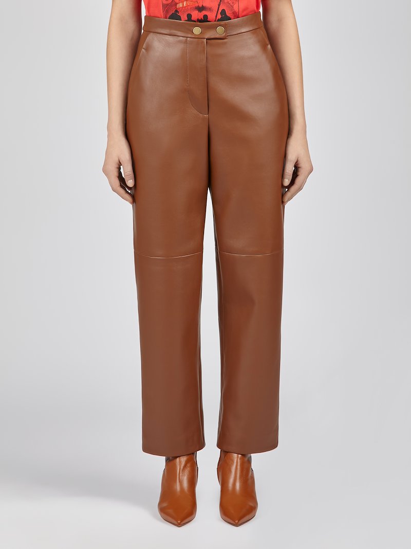 Nappa Leather High Waist Tapered Trousers