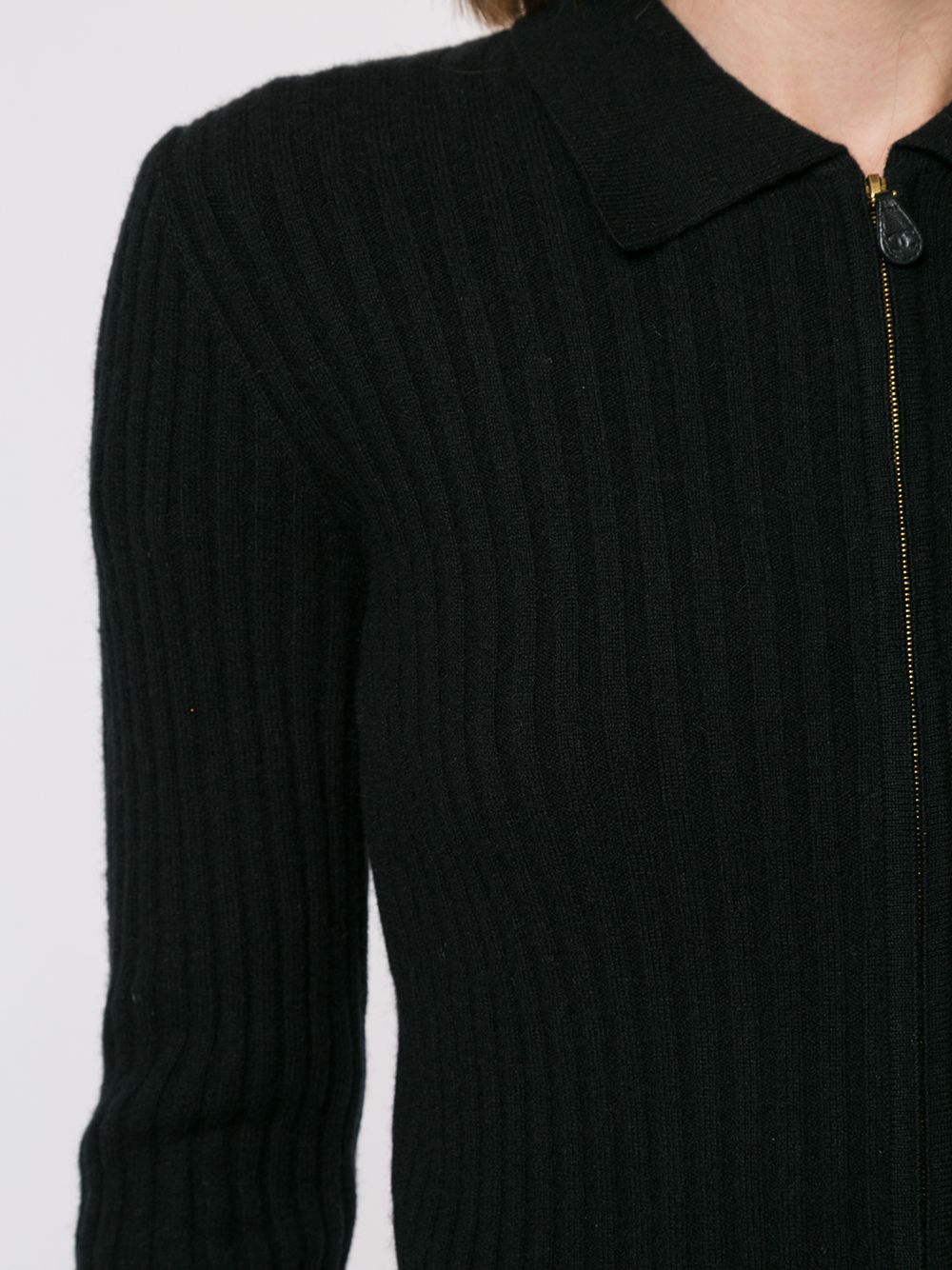 фото Chanel pre-owned вязаный джемпер в рубчик на молнии