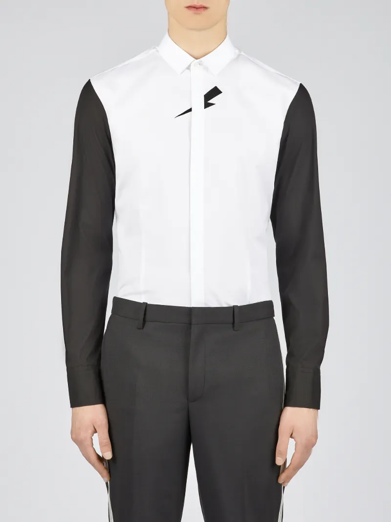 Tuxedo Velvet Mid-bolt Stretch Popeline Shirt | NeilBarrett.com Tuxedo Velvet Mid-bolt Stretch Popeline Shirt | NeilBarrett.com