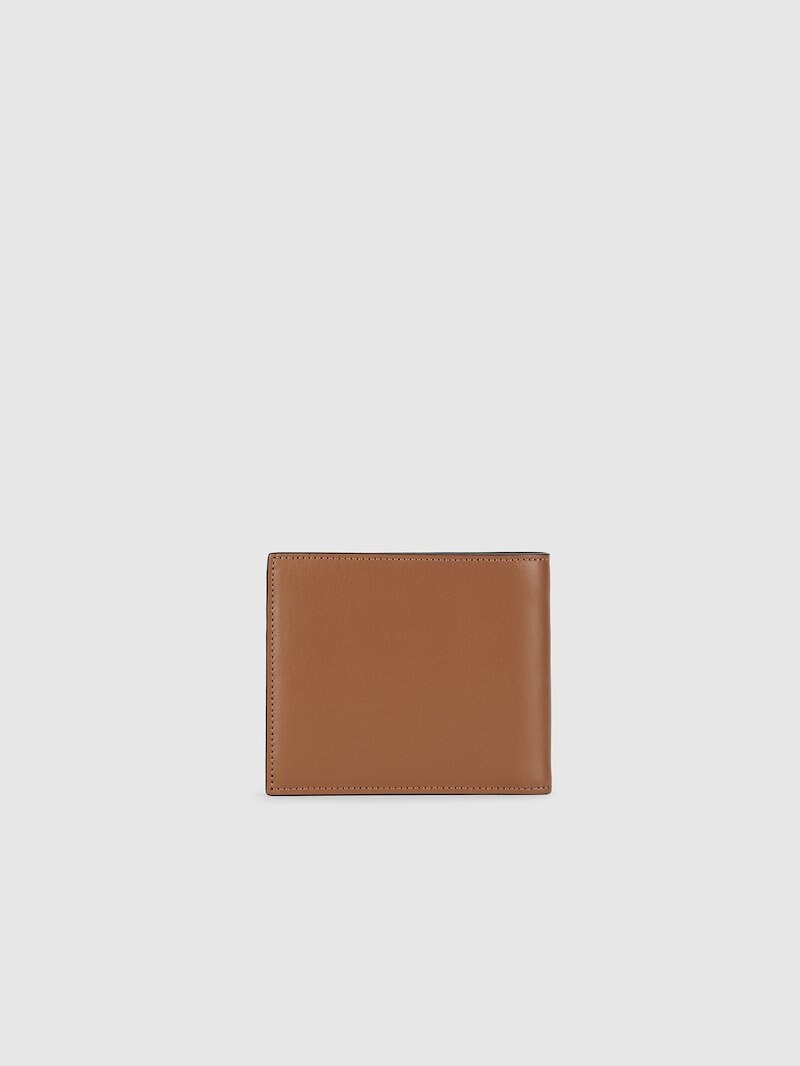 Metal Monogram Leather Bi-fold Wallet