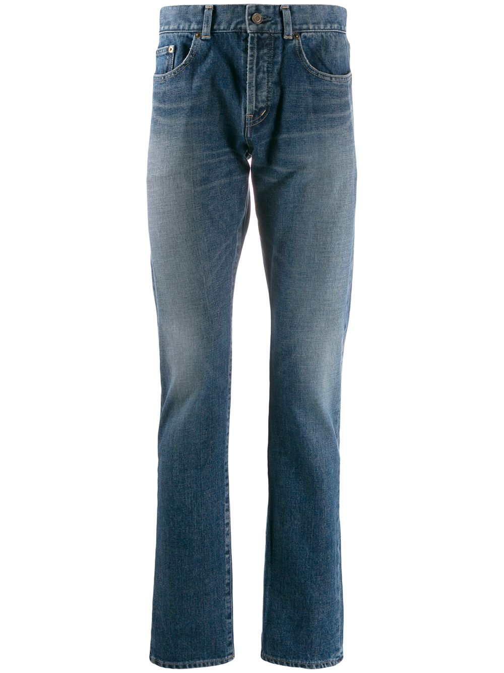 фото Saint laurent прямые джинсы с эффектом потертости