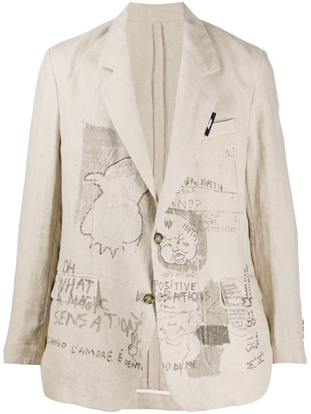 фото Msgm однобортный пиджак с принтом