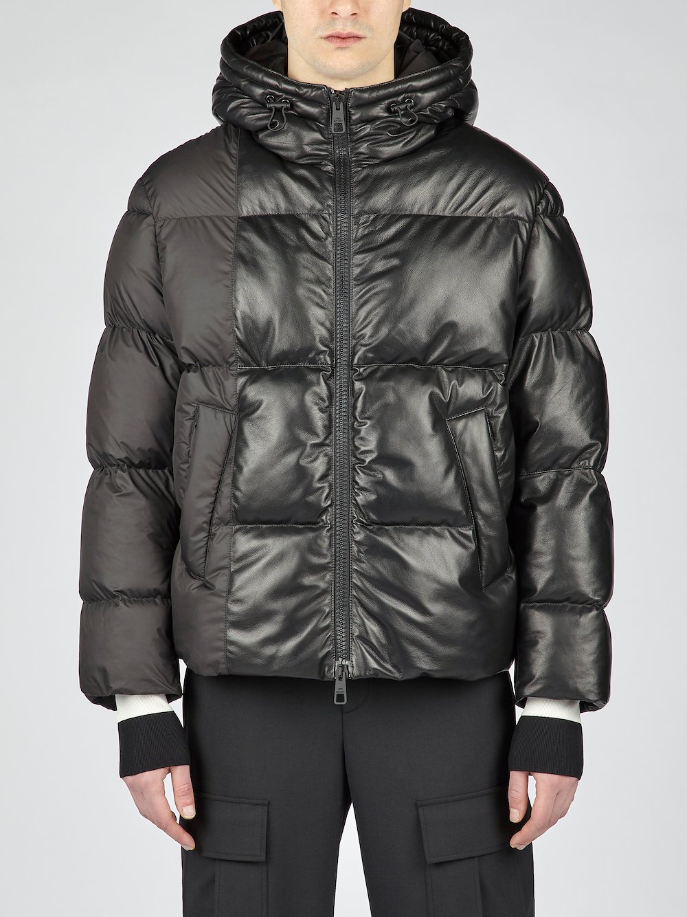 Hybrid Leather And Nylon Zip-Up Puffer Jacket | NeilBarrett.com