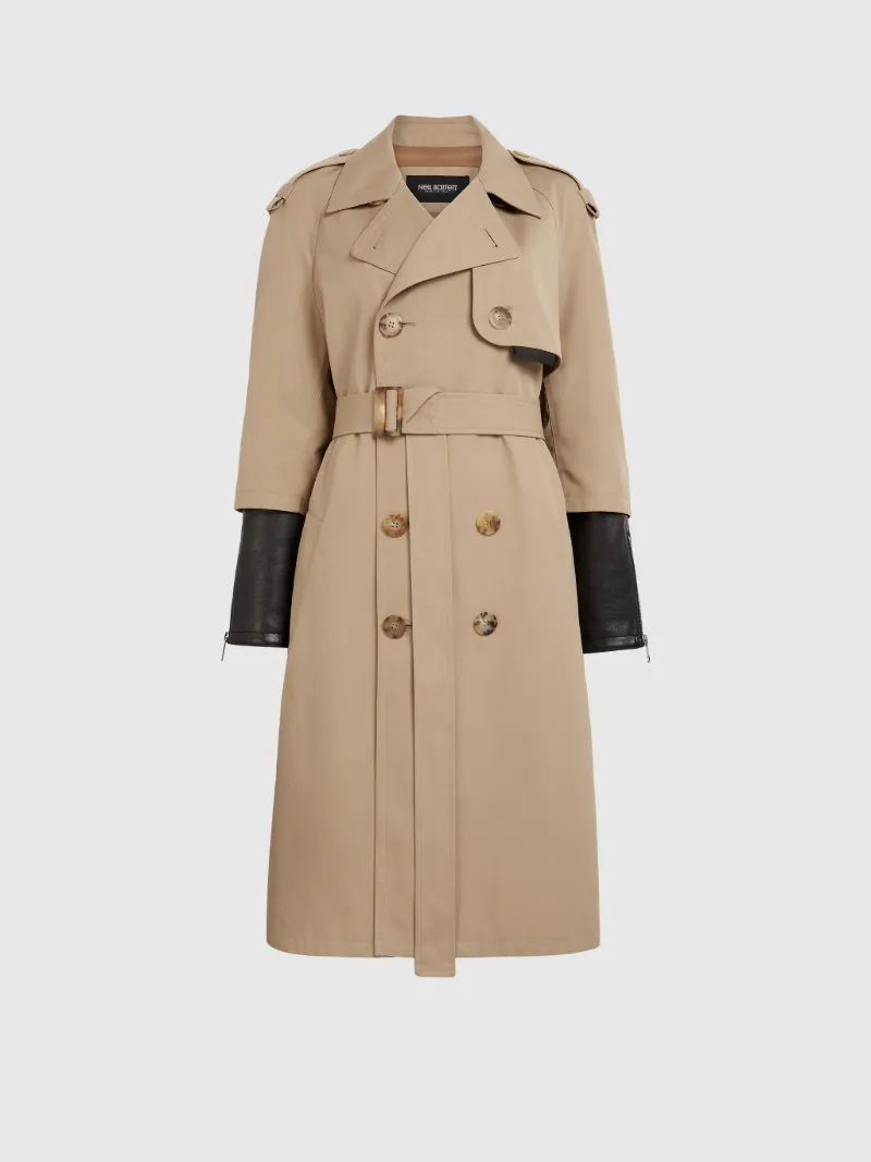Double Breasted Tech Cotton Trench Coat 