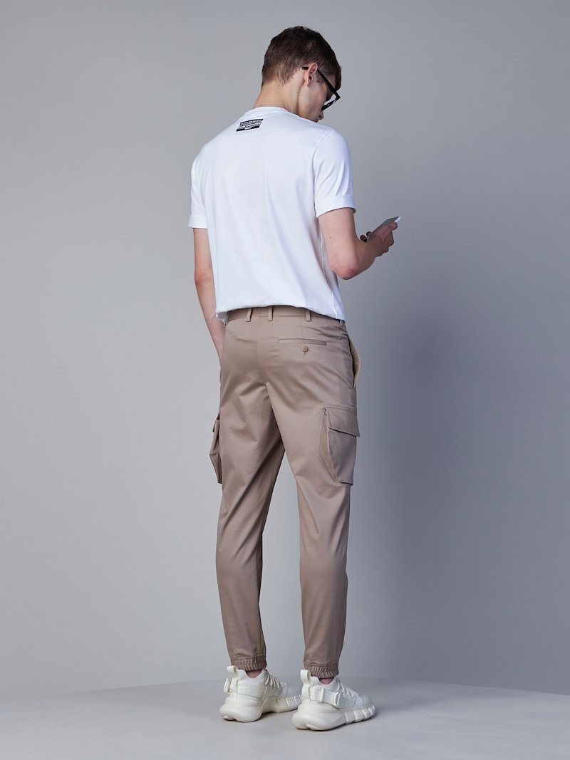 Minimalist Cotton Modal Skinny Cargo Trousers With Elastic Cuffs - Long Length